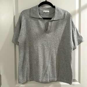 Roolee Gray Short Sleeve Polo Sweater Tee